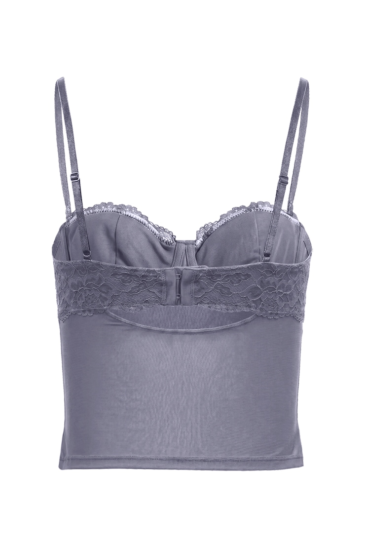 Sabrina Sheer Lace Corset Top, Blue Granite, large