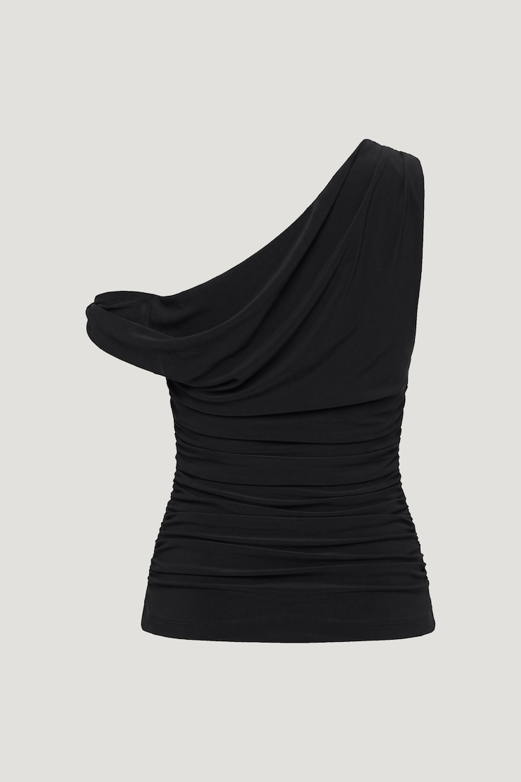 Off Shoulder Mesh Top Jet Black large