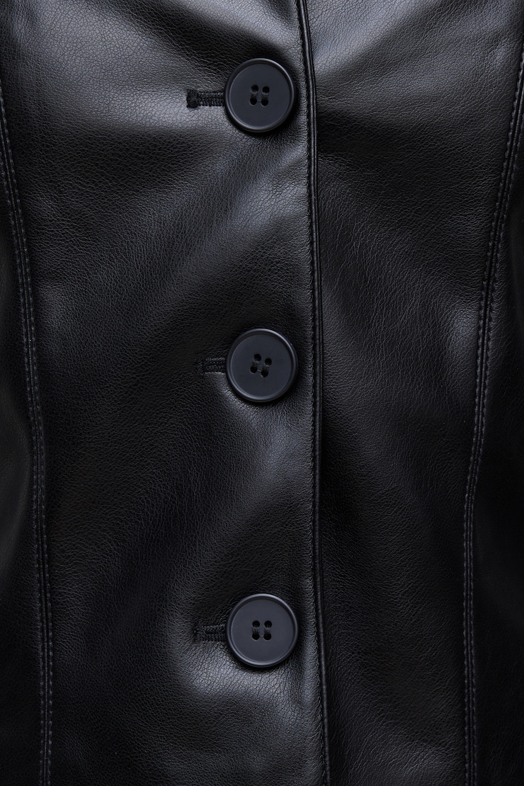 Charlotte Short Faux Leather Jacket Faux Leather Jet Black large