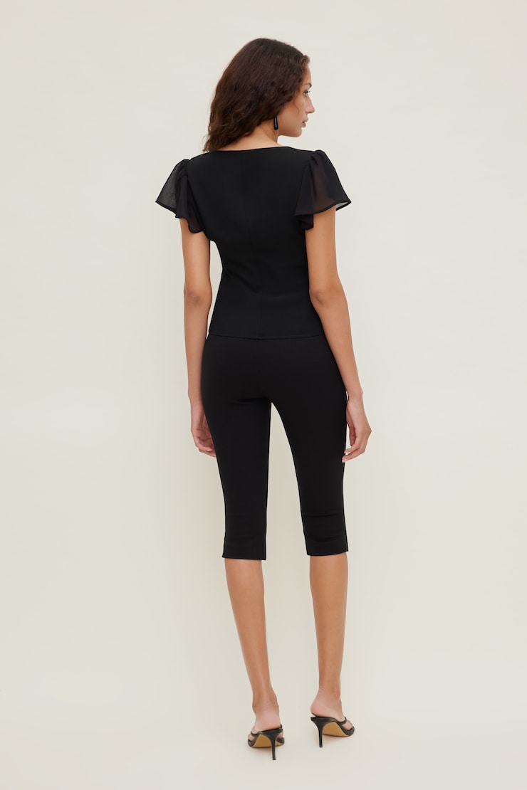 Flutter Sleeve Blouse Jet Black large