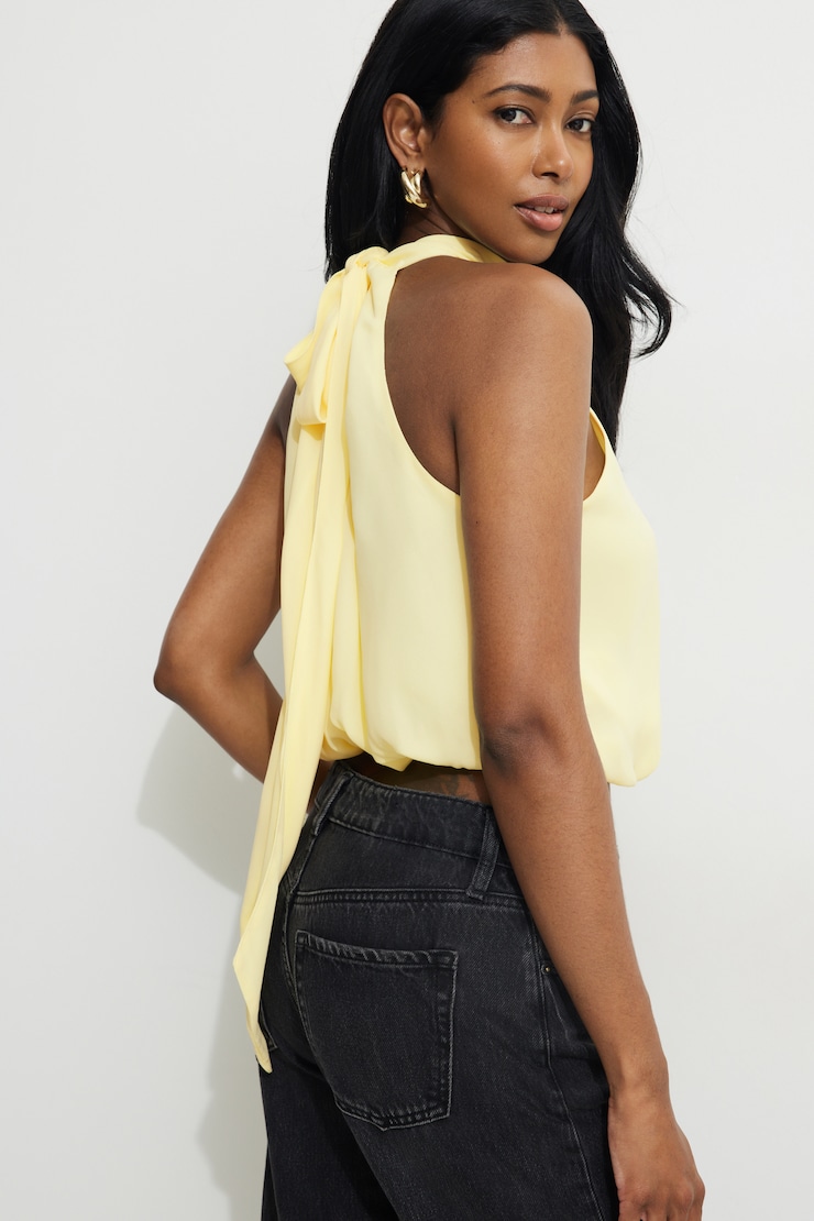 Blouse licou bouffant Jaune double-crème large