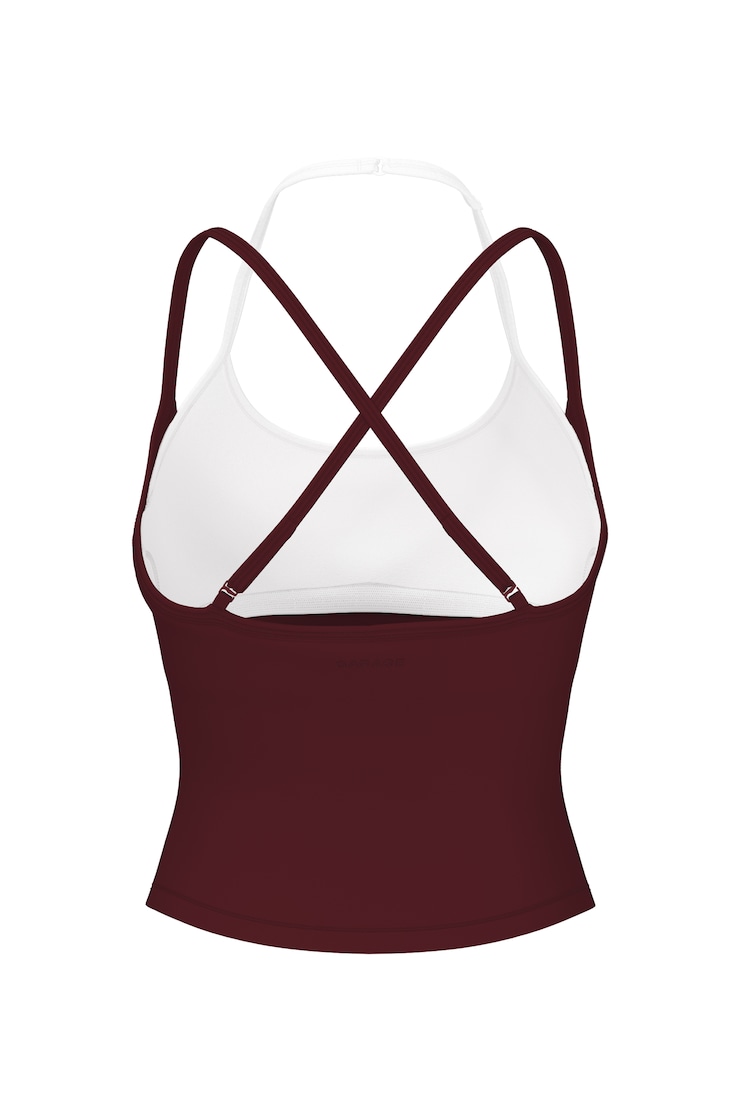 Active Layered Tank Top, Burgundy Bite/Snow White, large