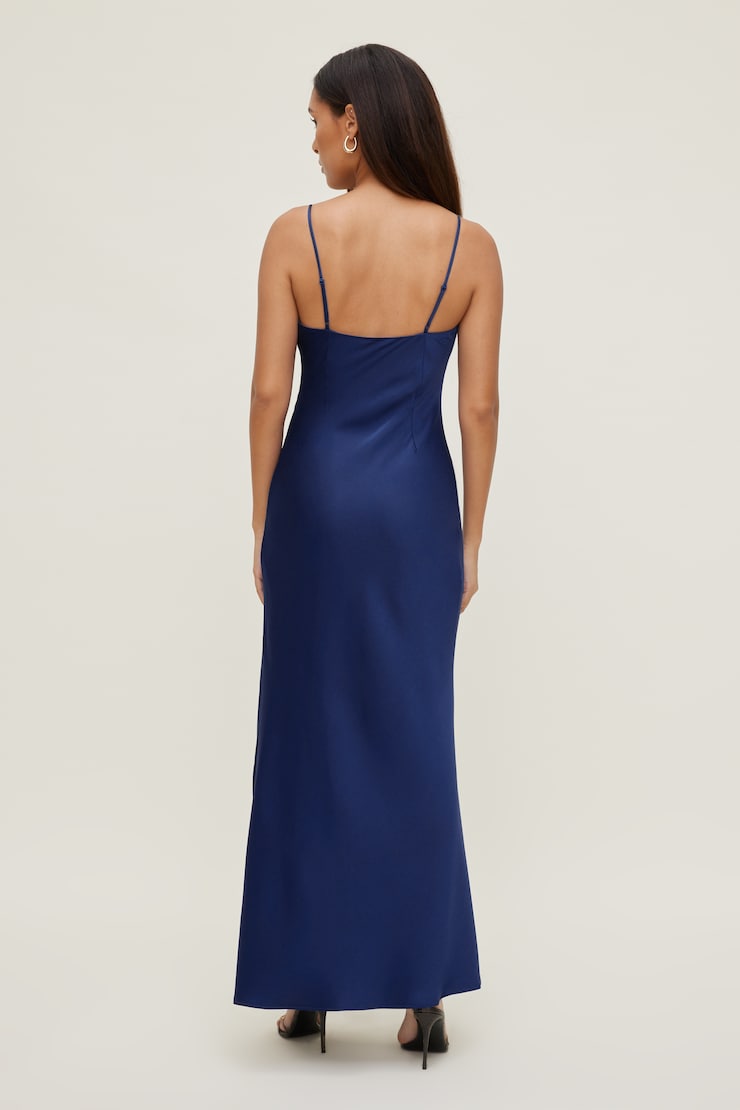 Lucia Satin Maxi Slip Dress Mazarine Blue large