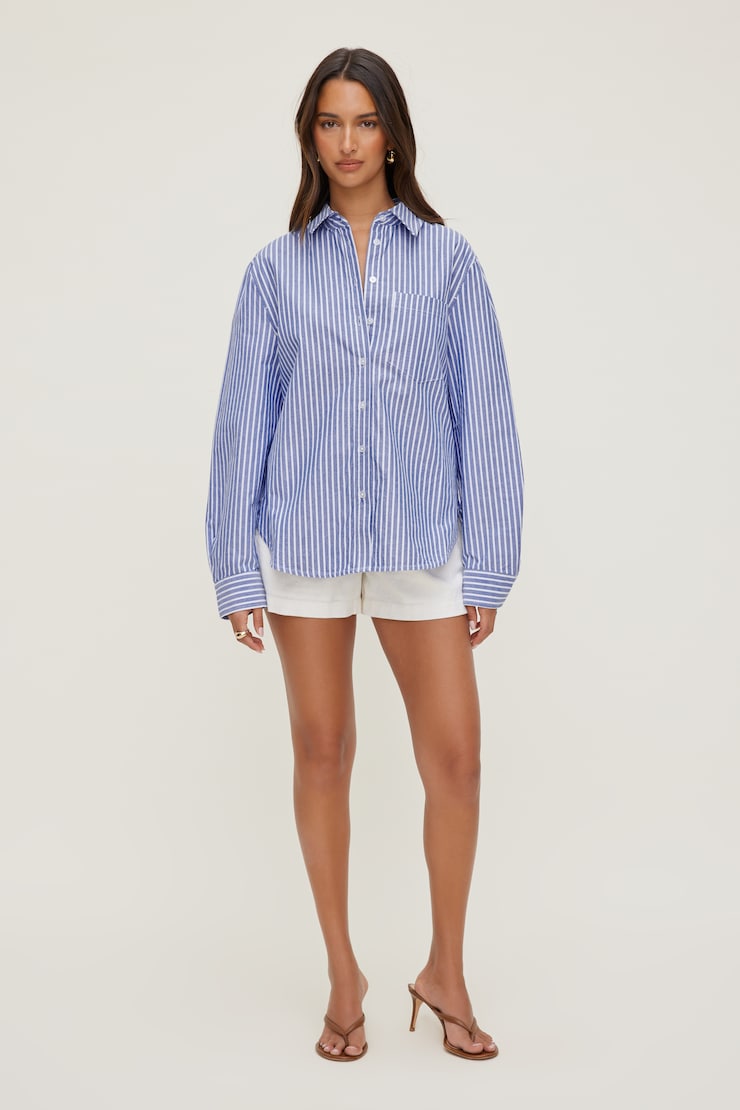 Chemise rayée en popeline