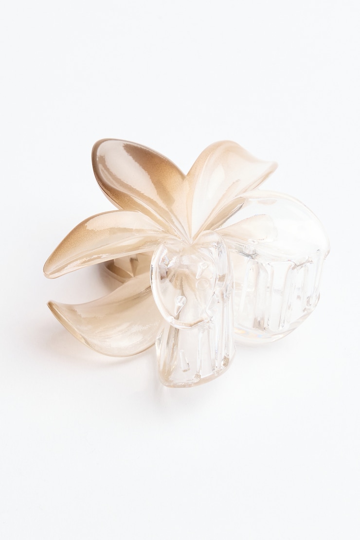 Flower Hair Claw, Satellite Beige/Translucent, large