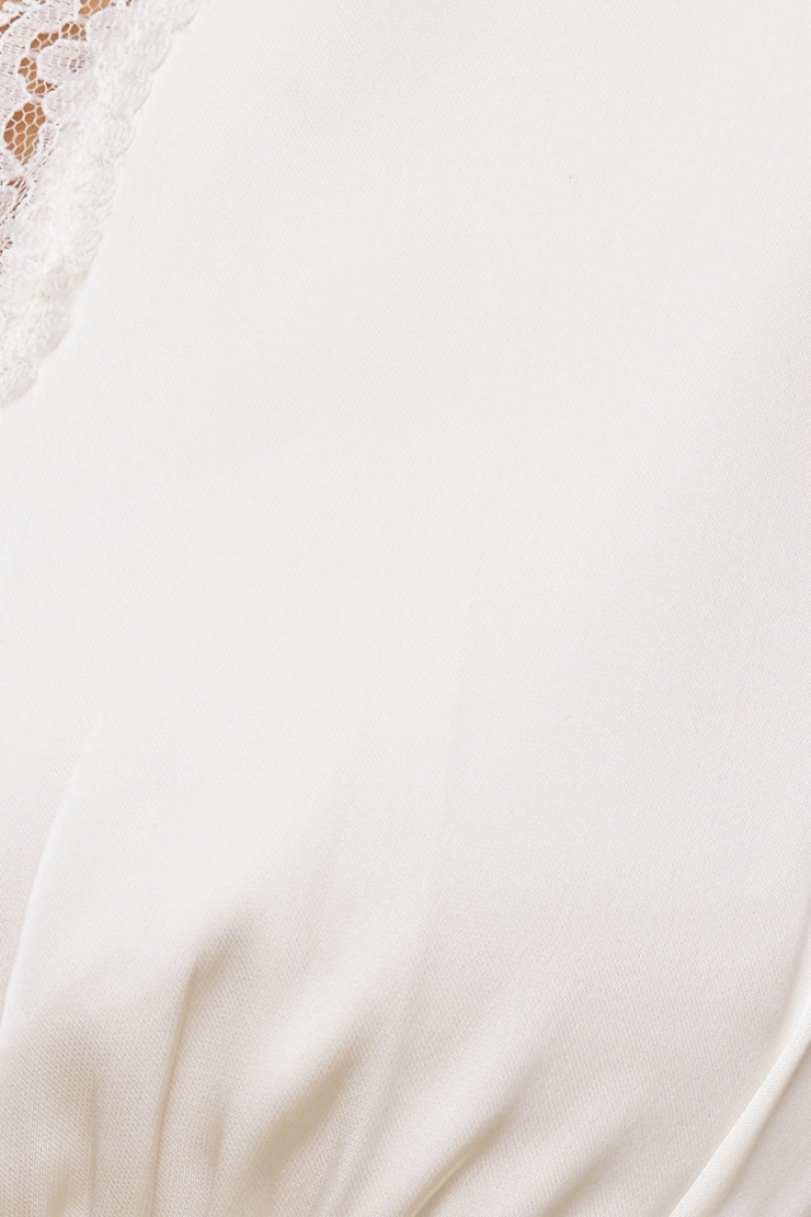 Lace Trim Satin Blouse