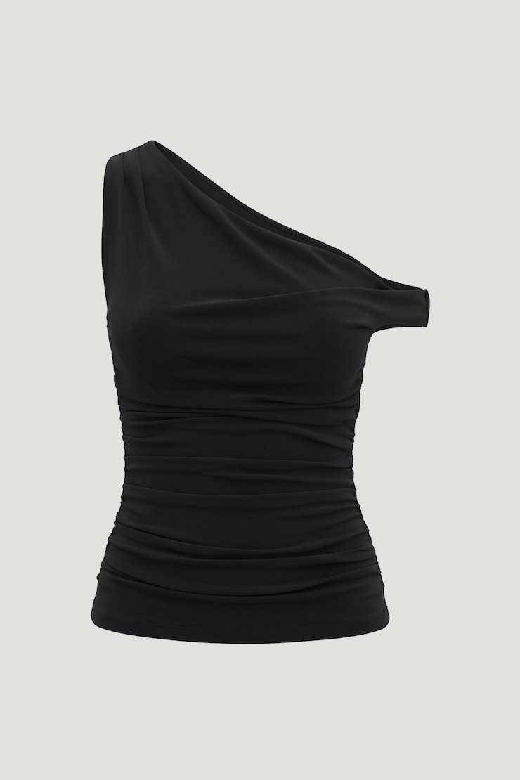 Off Shoulder Mesh Top Jet Black large