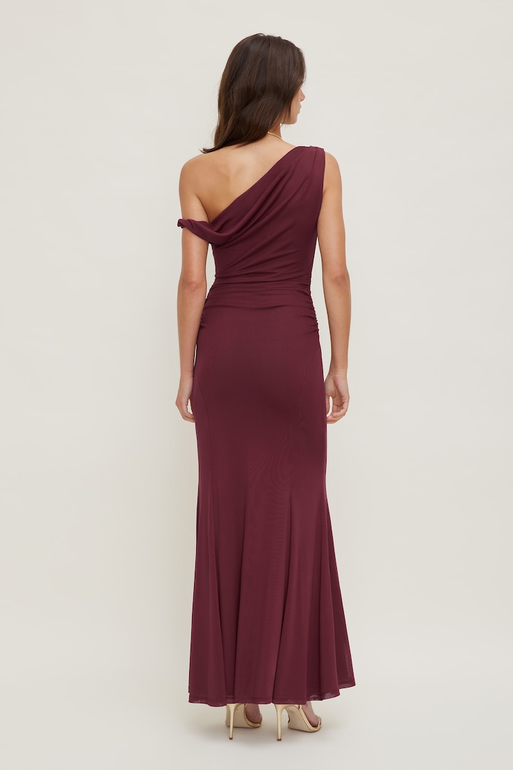 Kristina Mesh Maxi Dress Maroon Banner large