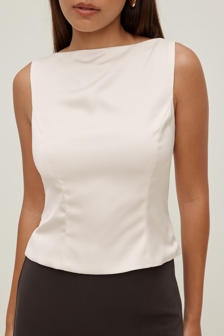 Open Back Satin Tank Top