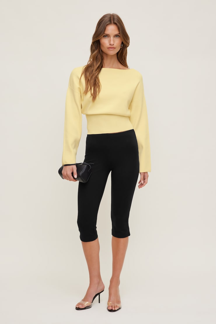 Suri Cinched Sweater Pale Yellow large