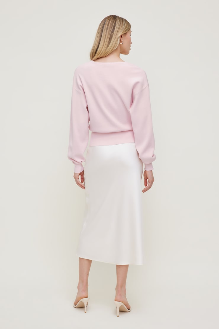 V Neck Cardigan Pale Lilac Pink large