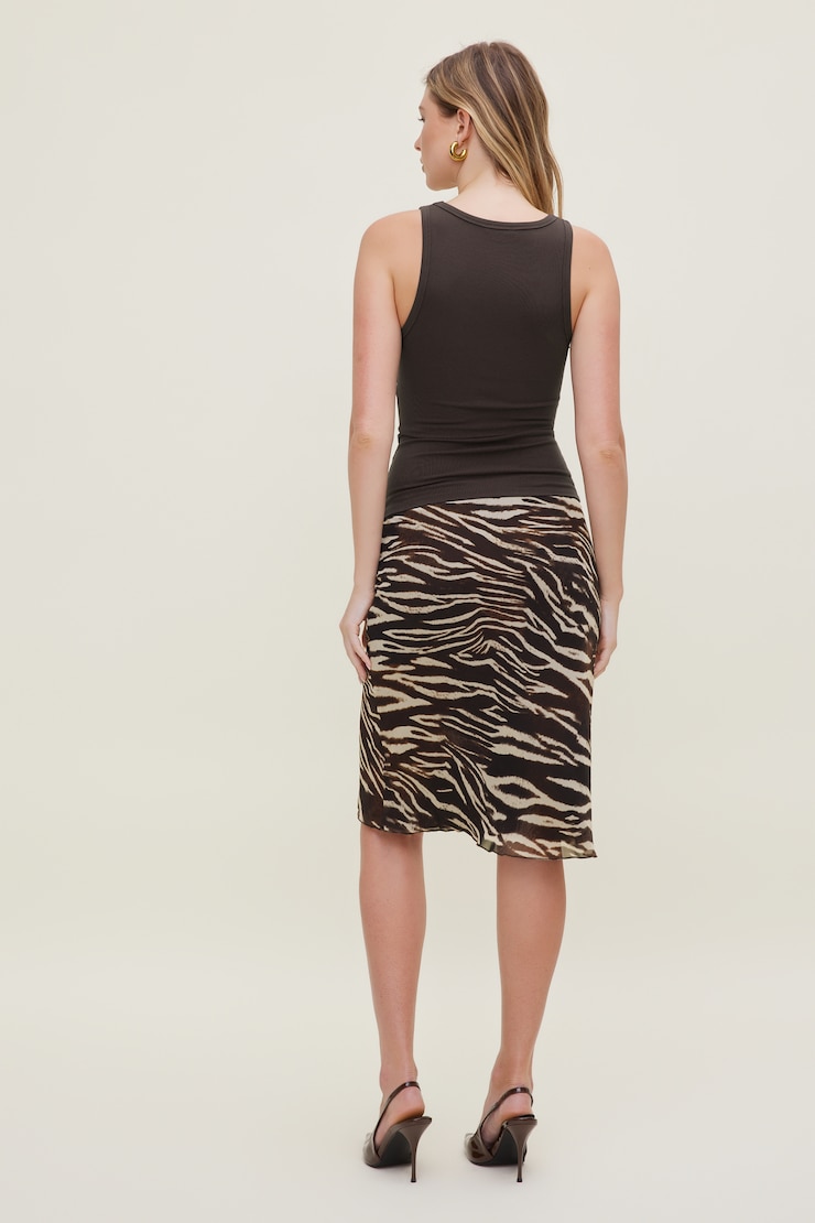Camisole côtelée Ellie Brun café large