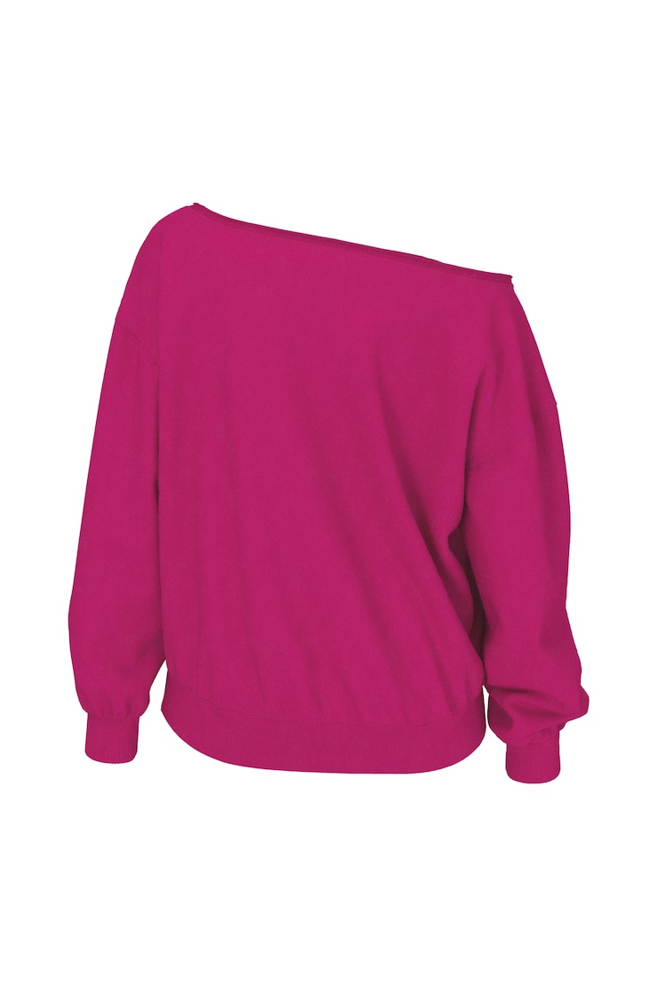 SoftTerry™ Off Shoulder Sweatshirt, Raspberry Cheeks Pink, large