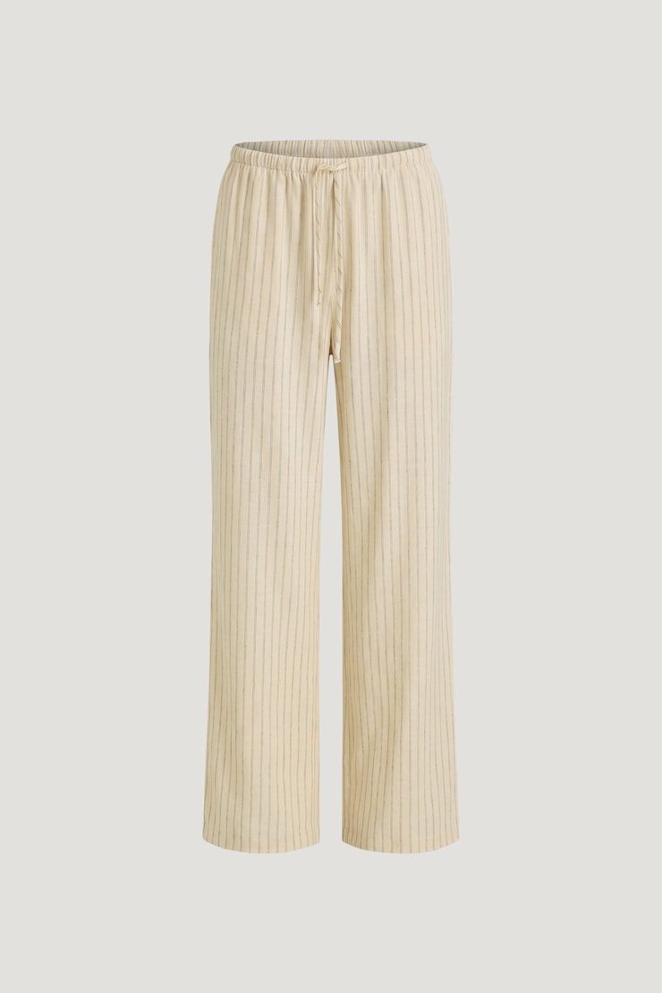 Leo Linen Wide Leg Pants Black / Yellow Stripes large