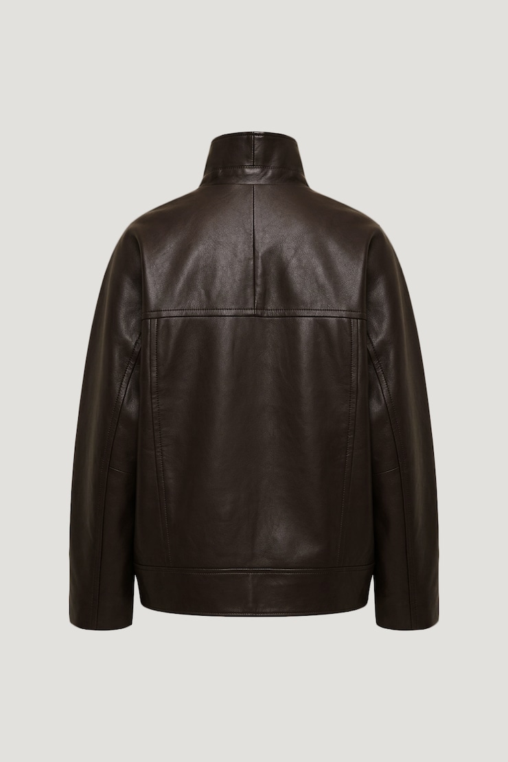 Cocoon Faux Leather Jacket French Mole Brown large
