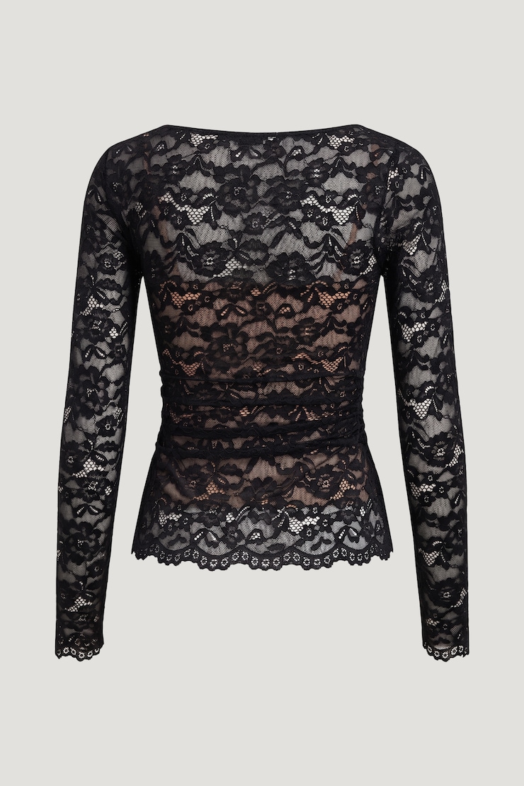 Stella Lace Long Sleeve Top Jet Black large