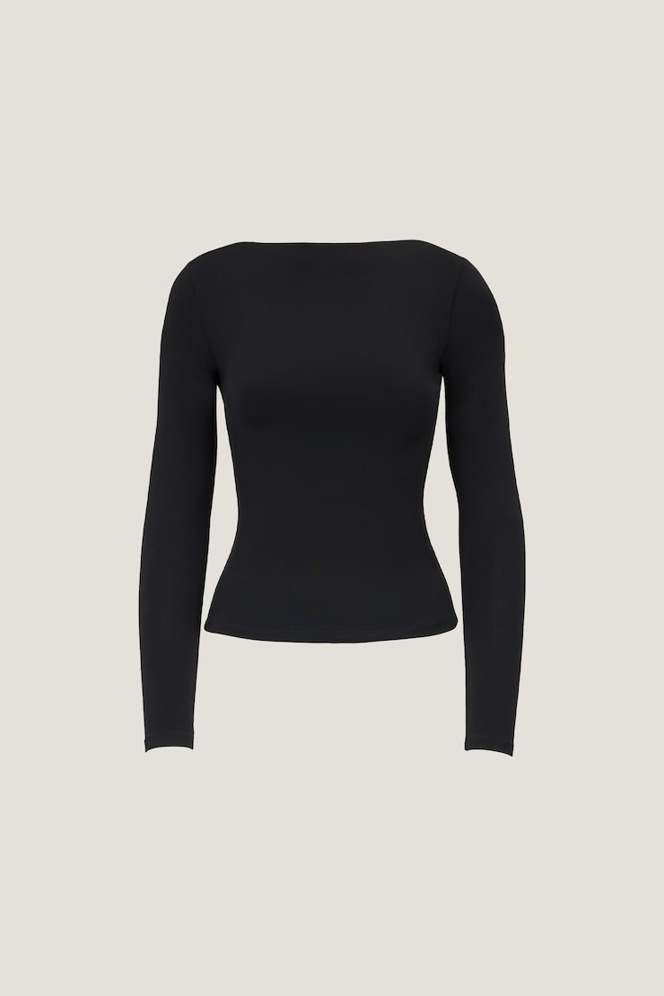 Nola Sculpt Long Sleeve Top Jet Black large