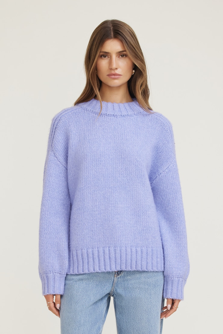 Mabel Chunky Crewneck Sweater Jacaranda Purple Melange large