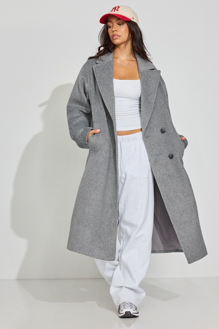 トップス Bergfabel Oversize Coat Grey M Oversized Long Felted Trench Coat Gray | Garage