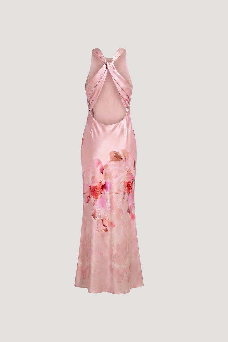 Andy Satin Maxi Dress Pink Floral large