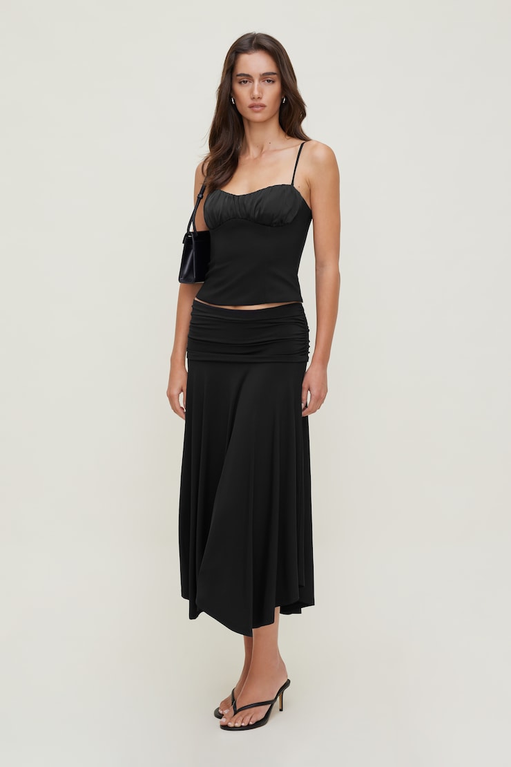 Sculpt Asymmetric Midi Skirt