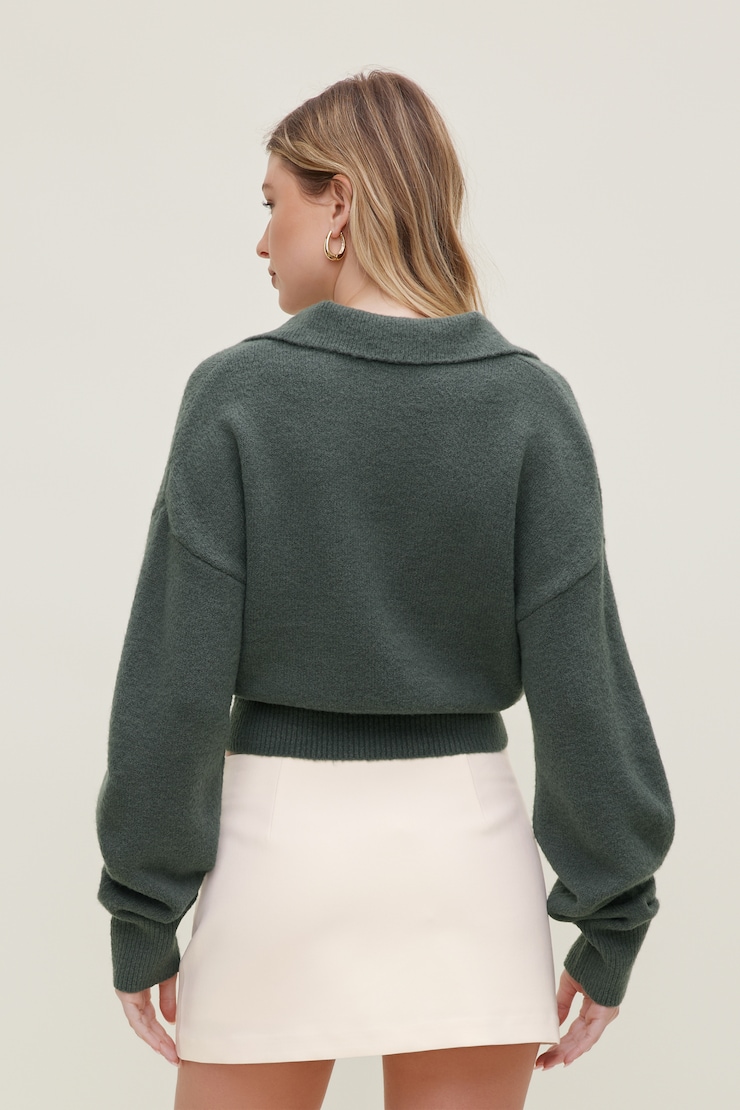 Audrey Cinched Polo Sweater