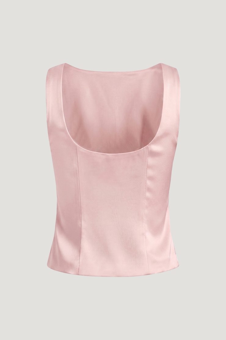 Open Back Satin Tank Top Pale Lilac Pink large