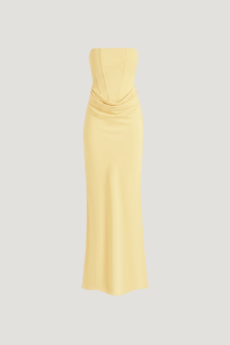 Blaire Corset Maxi Dress Pale Yellow large