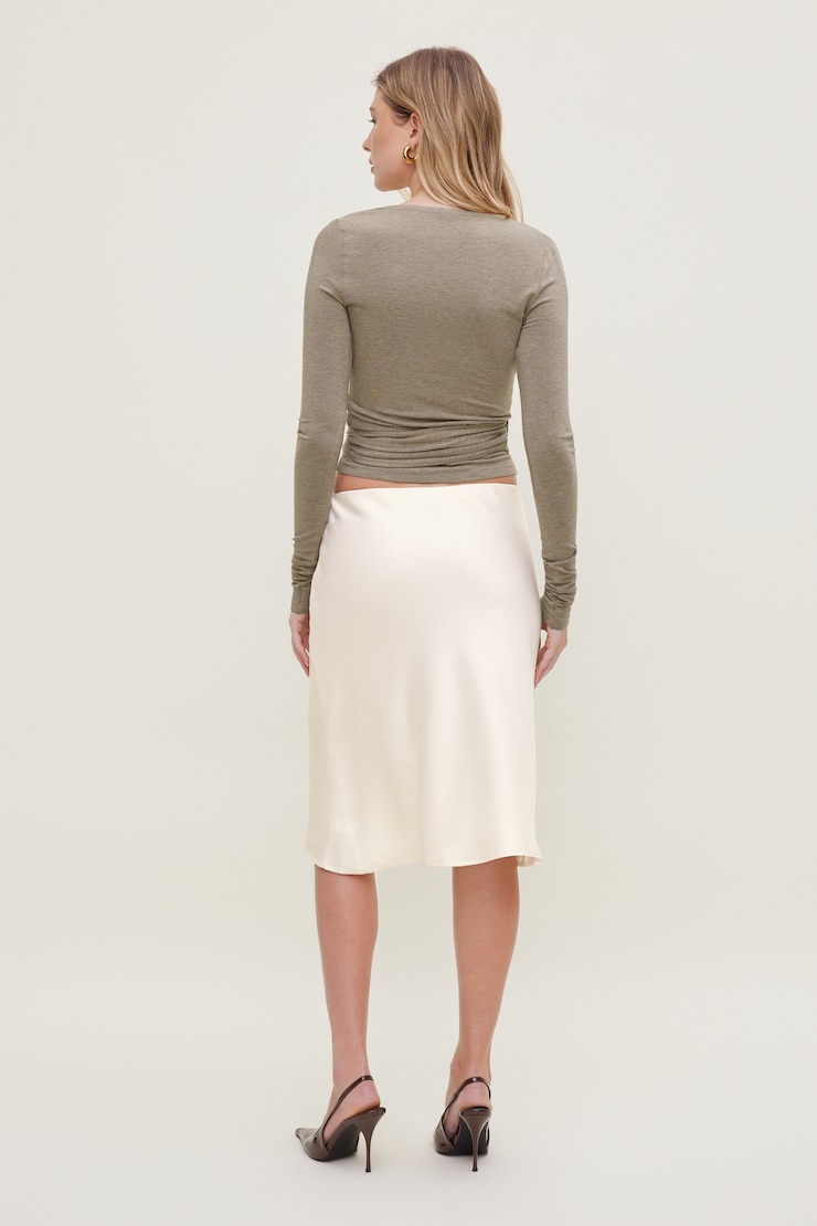 Wrap Long Sleeve Top Chalet Brown Melange large