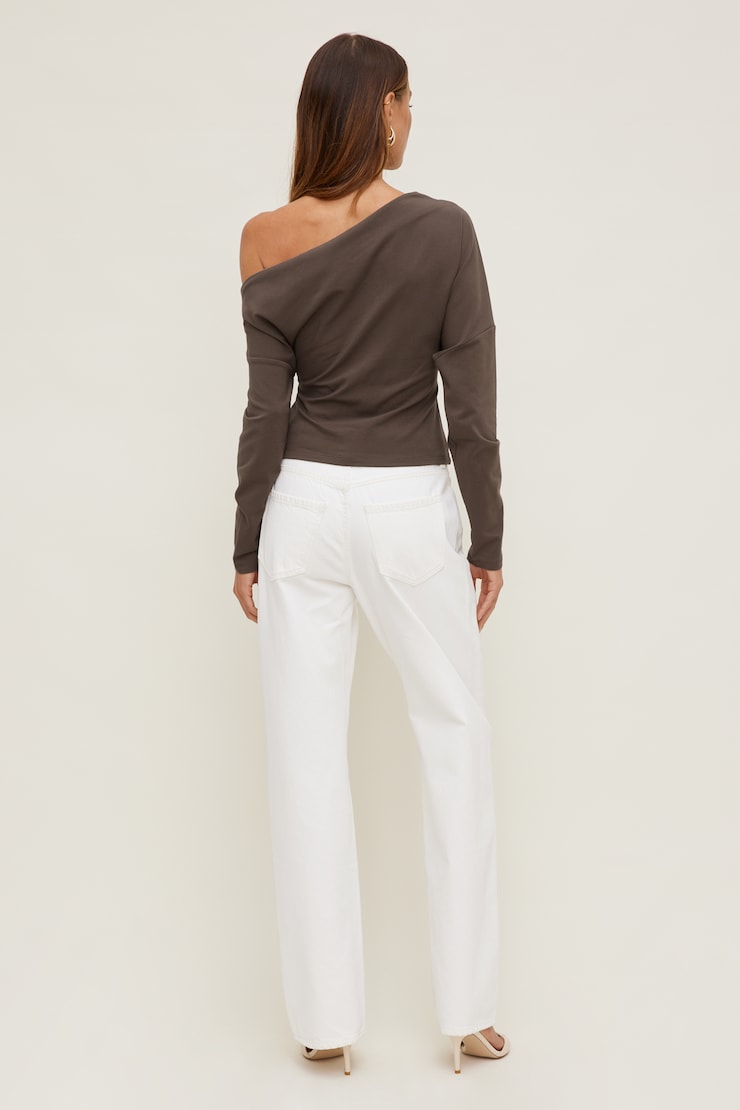 Alexa Long Sleeve T Shirt Light Mocha Brown large