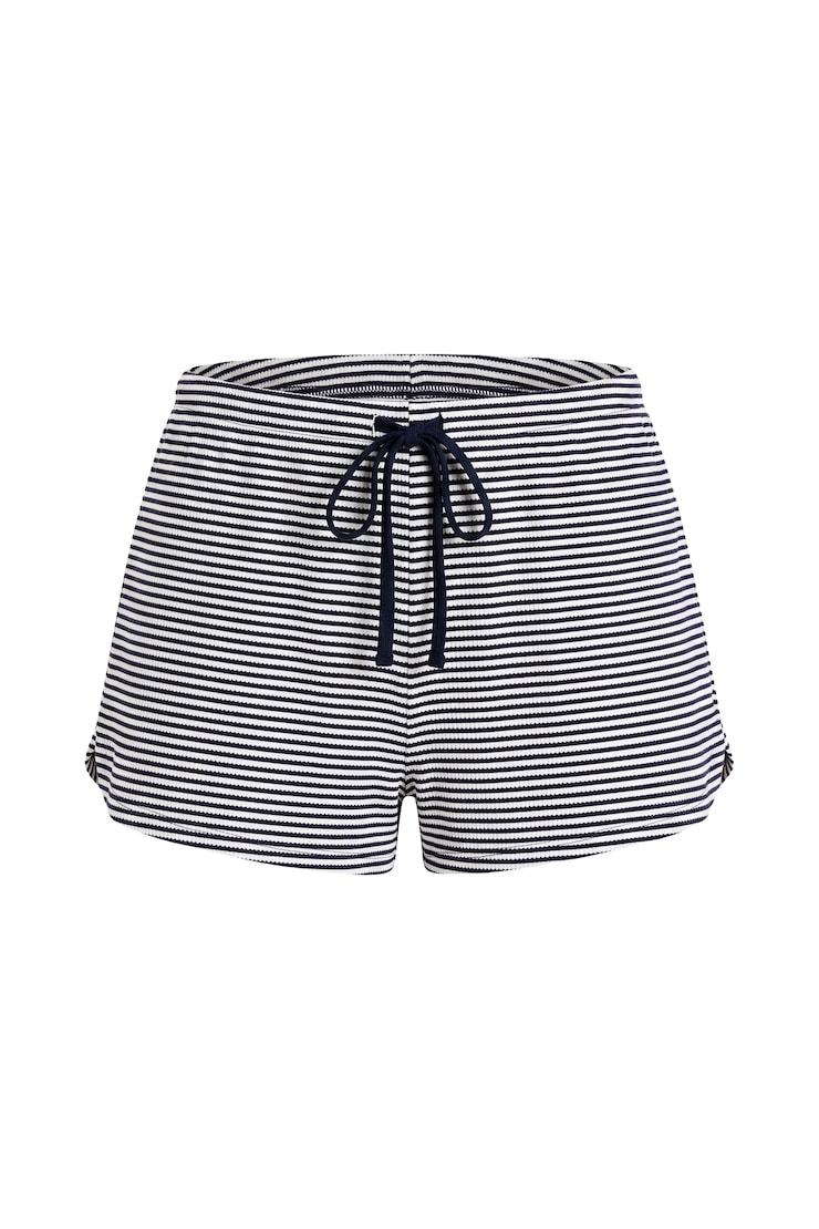 Waffle Shorts, Snow White/Naughty Navy Blue Stripes, large