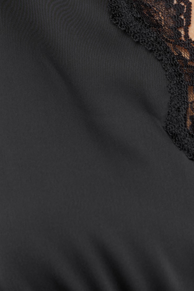 Lace Trim Satin Blouse