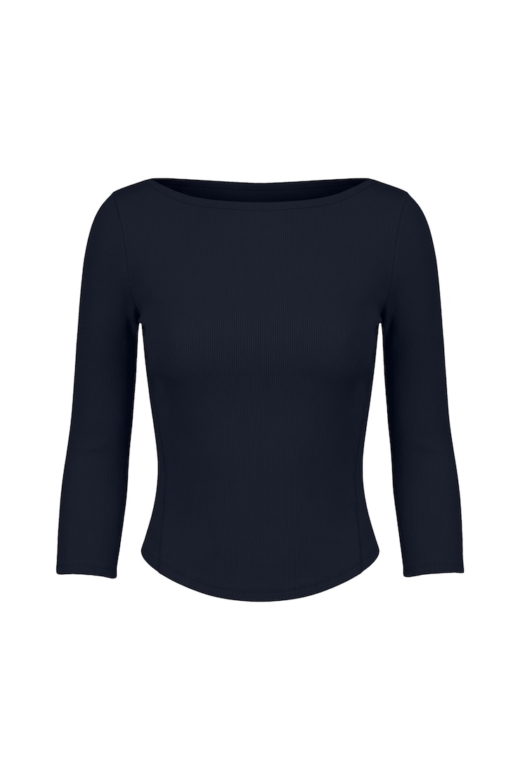 SnatchRib 3/4 Sleeve Top, Naughty Navy Blue, large