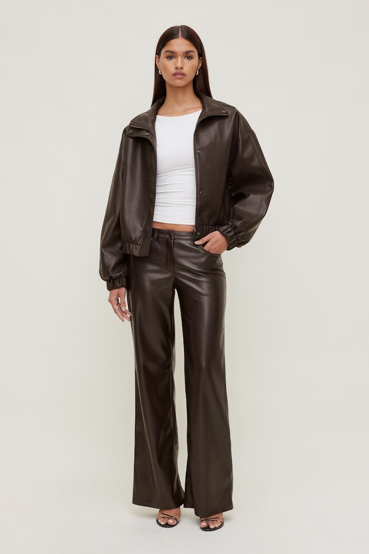 Devon Mid Rise Straight Leg Faux Leather Pants