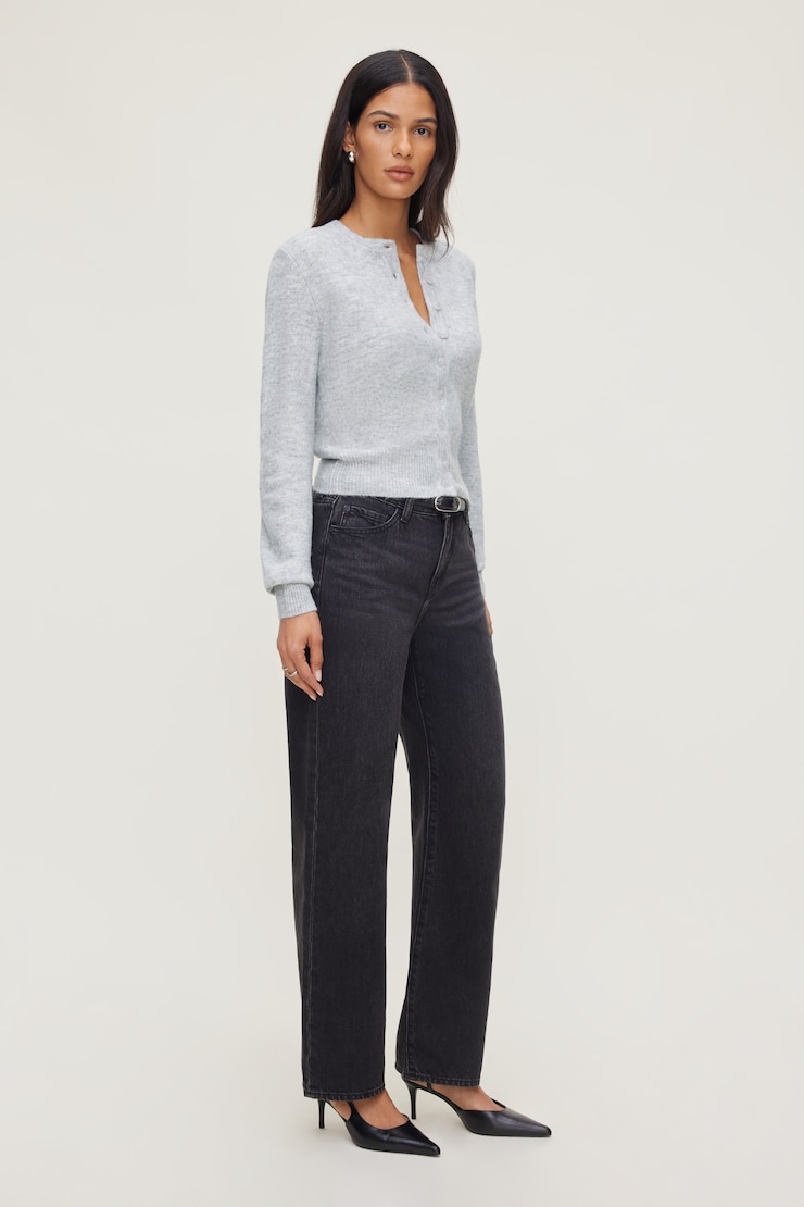 Rebecca Crewneck Cardigan Gray | Dynamite