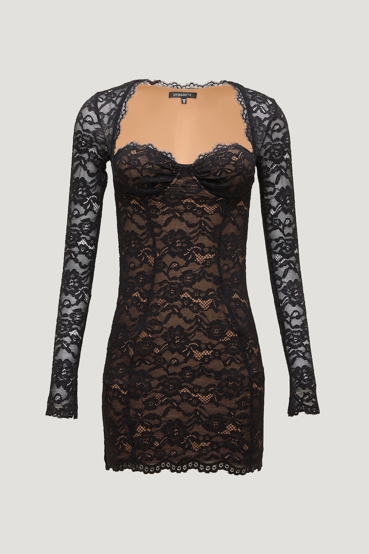 Chloe Lace Mini Dress Jet Black large