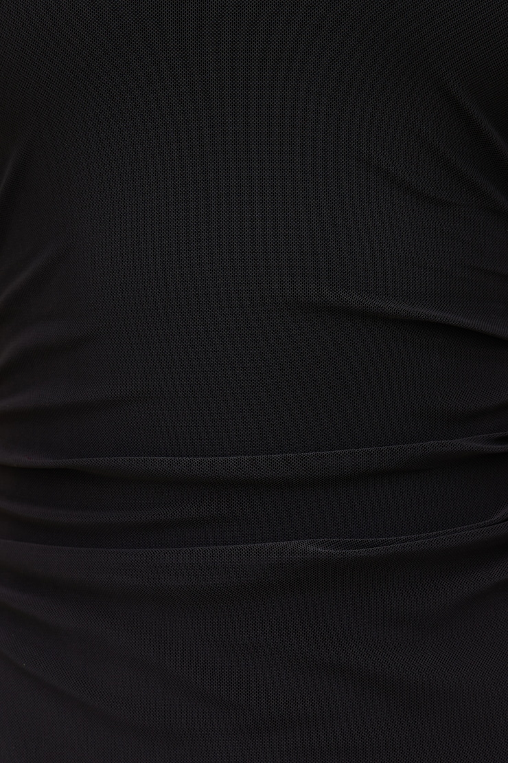 Sheer Mesh Halter Maxi Dress Jet Black large
