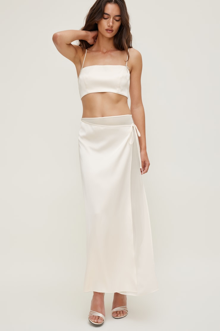 Satin Wrap Maxi Skirt
