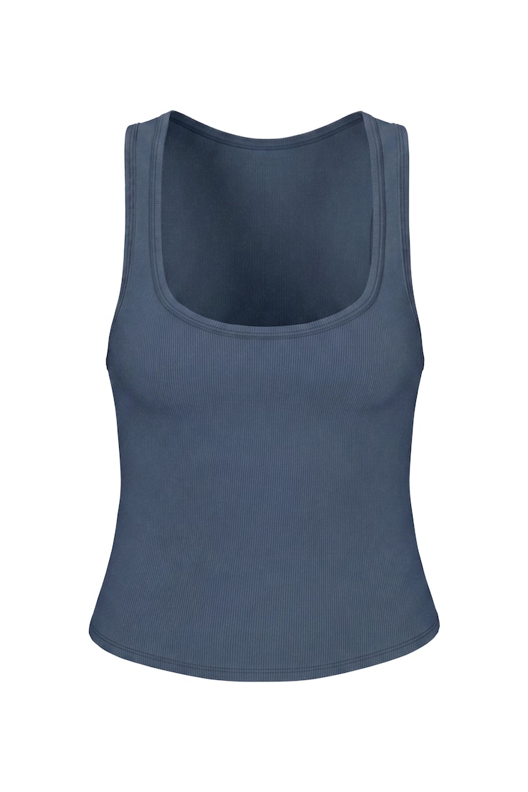 SnatchRib Scoop Tank Top, Heated Indigo, large
