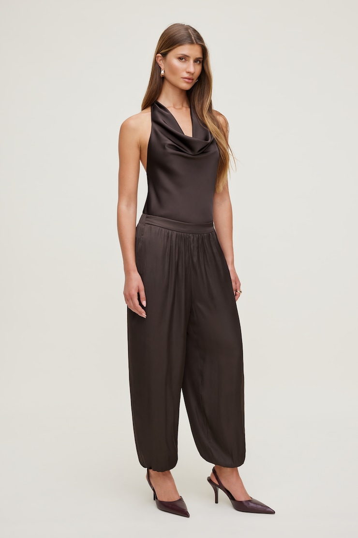 Satin Balloon Pants Java Brown large