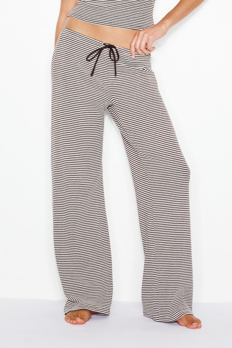Waffle Pants, Snow White / Chocolate Stripe, large