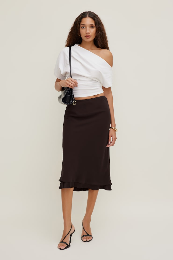 Georgette Satin Midi Skirt