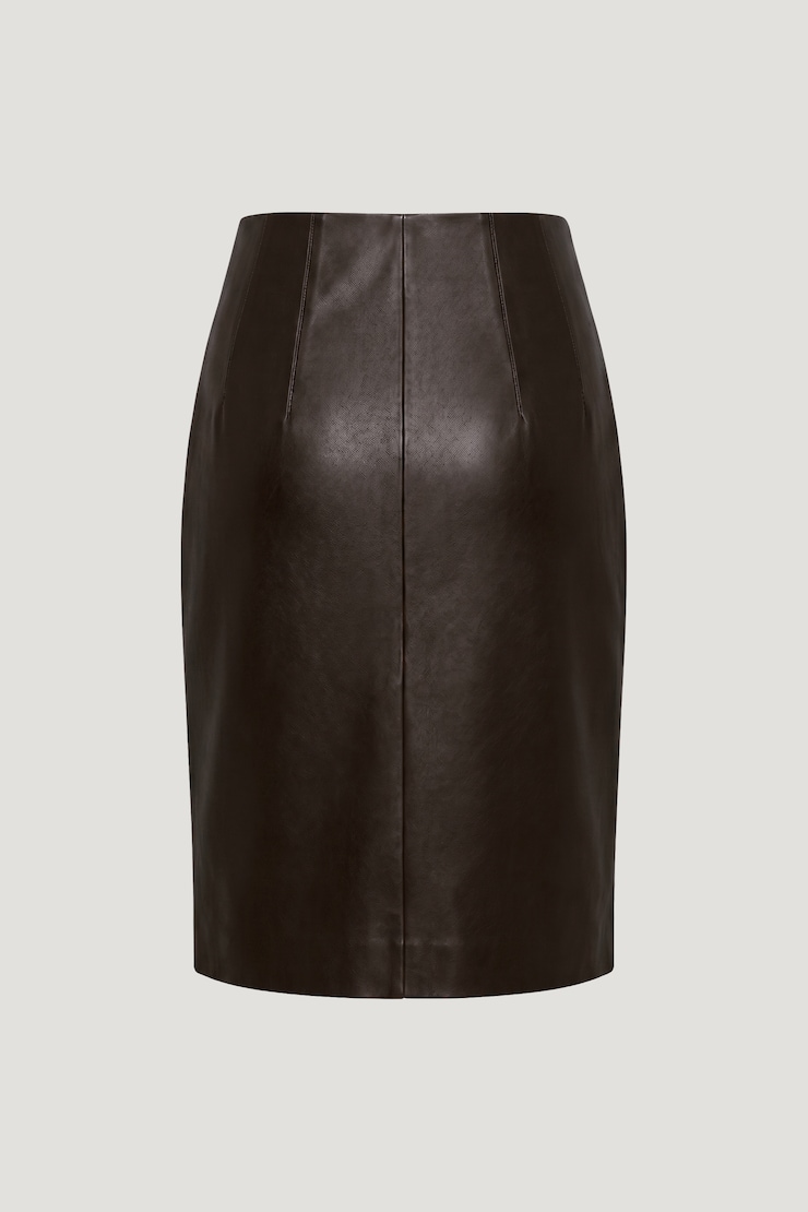 Faux Leather Midi Skirt French Mole Brown large