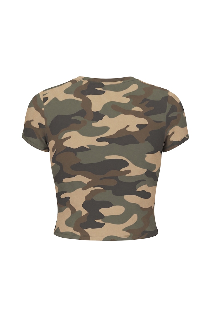 SuperSoft Cropped Crewneck T-Shirt, Camo Crush, large