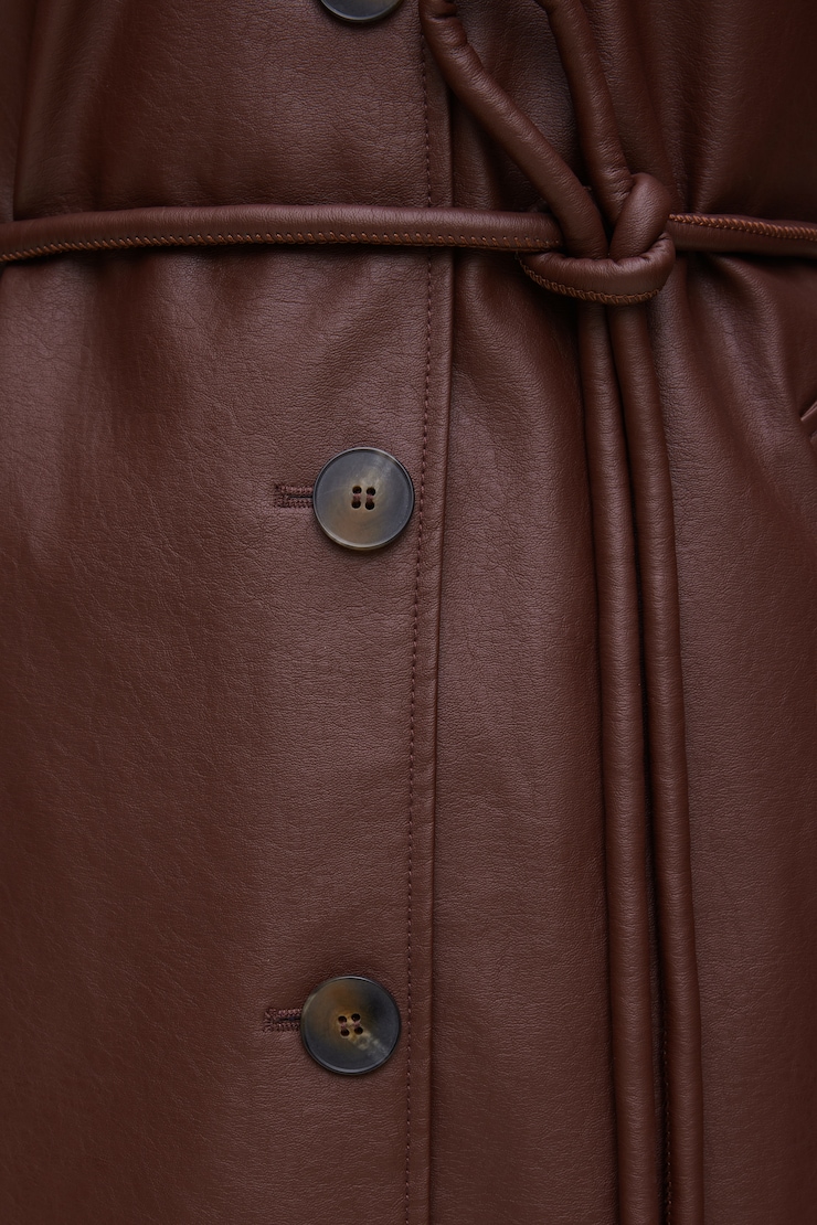 Imperméable en faux cuir Bourgogne chocolat amer large