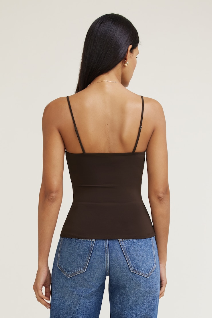 Camisole à col échancré en tissu Sculpt Nadia Brun café large