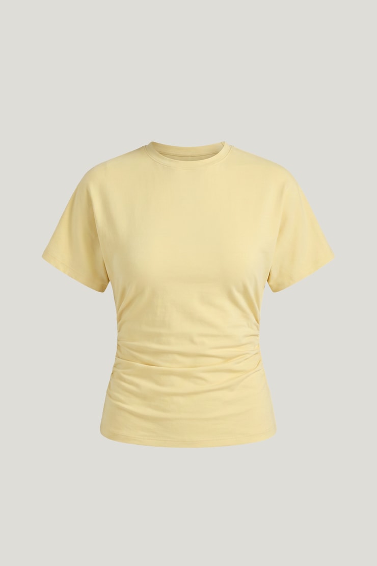 Andrea Cotton Spandex T Shirt Pale Yellow large