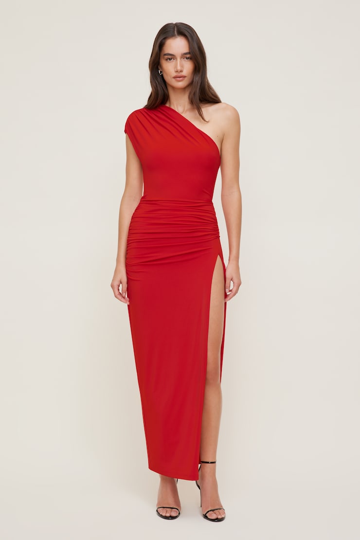 Sculpt Slit Maxi Dress Goji Berry Red large
