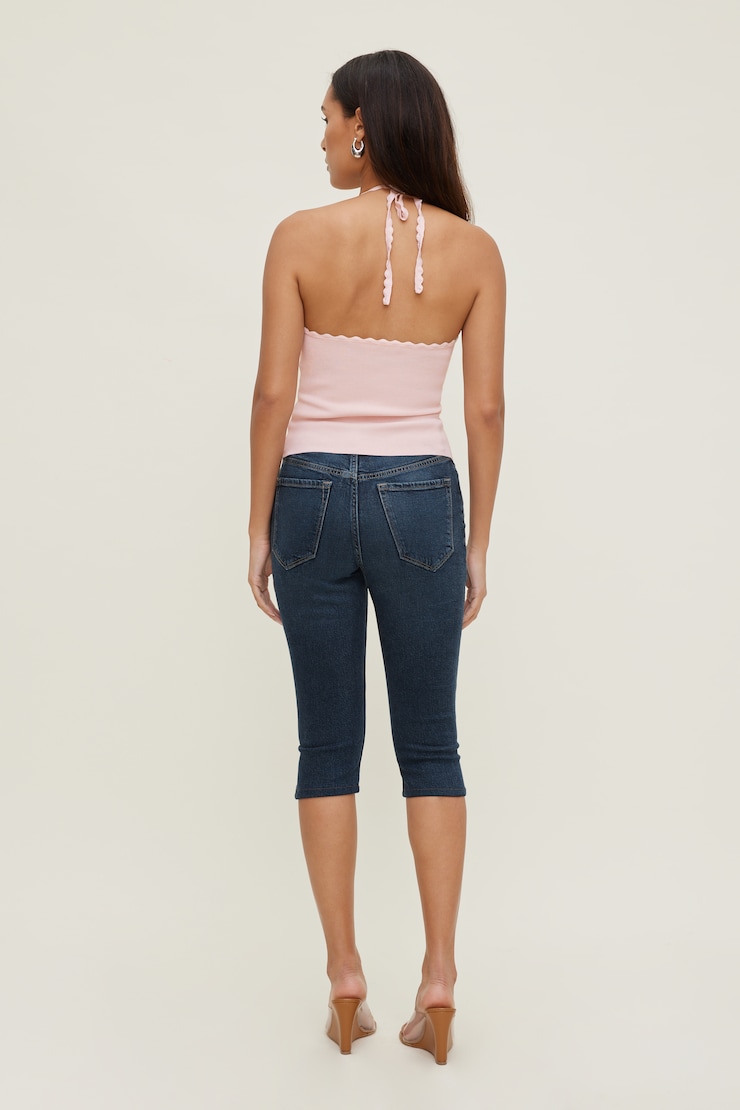 Stretch High Rise Slim Capri Jeans Medium Dark Indigo / Florence large
