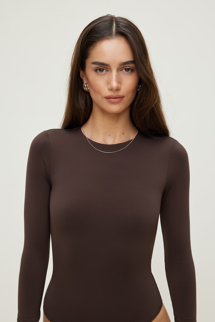 Sculpt Crewneck Bodysuit Java Brown large